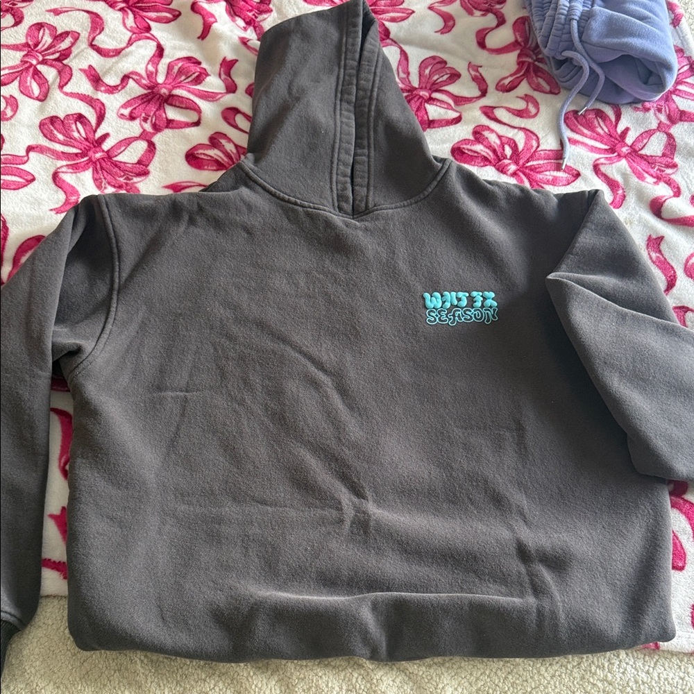 White Fox Boutique Gray Hoodie with Blue Logo